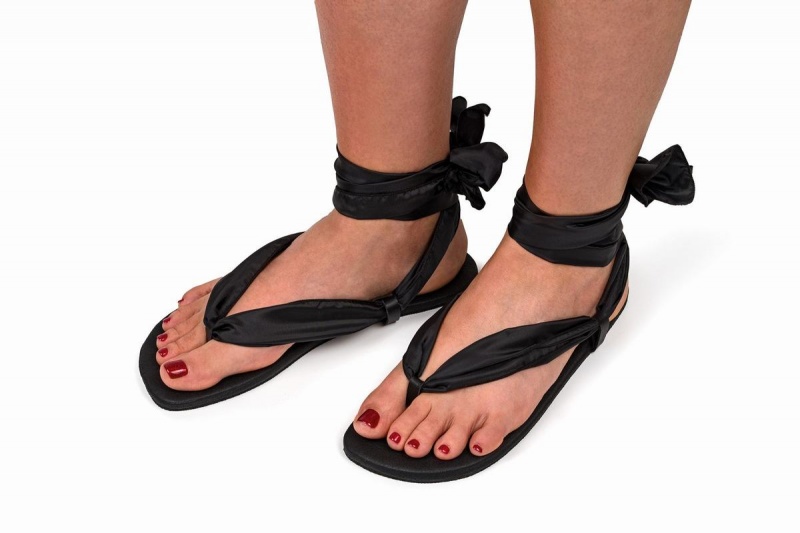 Ahinsa Ribbon Ankle-tie Barefoot Sandalen Dames Zwart | ORR4966DE