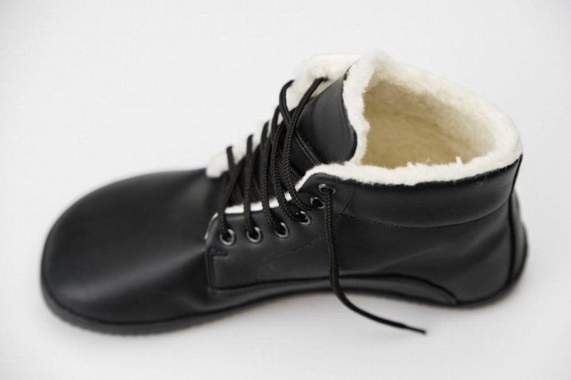 Ahinsa Winter Barefoot Enkellaars Heren Zwart | AEJ5634QA